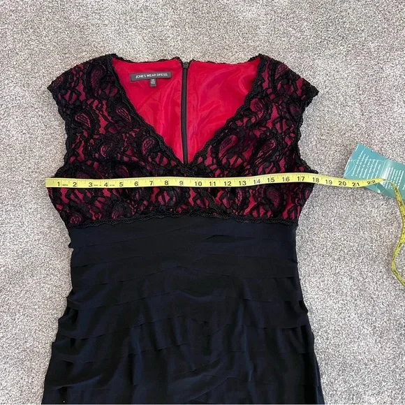 Jones Wear Dress NWT Lace Sleeveless Knee Length Ruffle Dress Women’s Size 10, - Picture 8 of 16